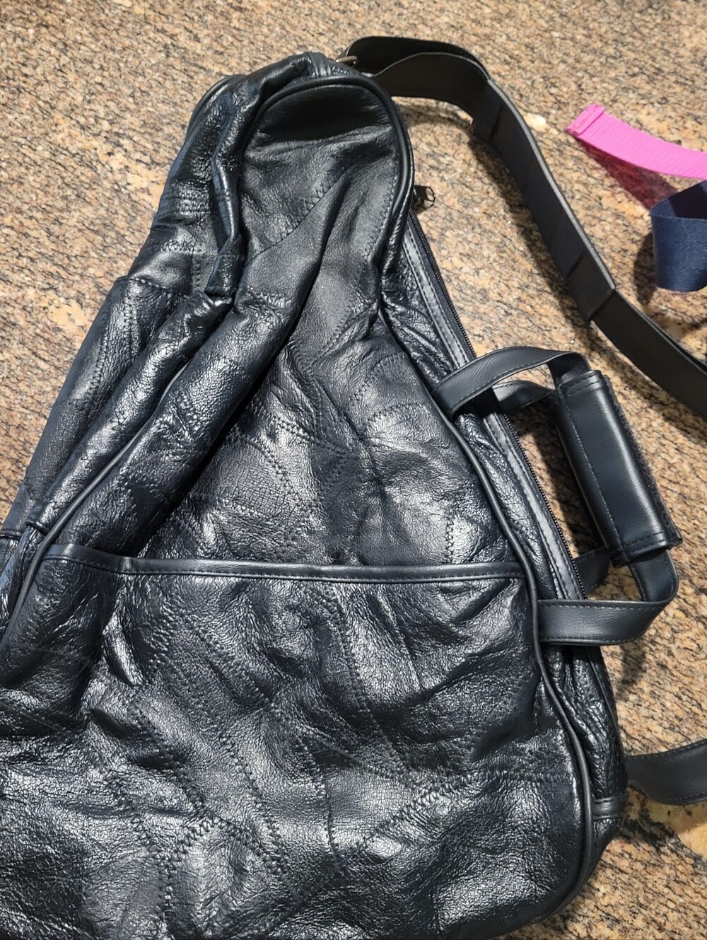 Black Leather Sling Bag - Classic Carry